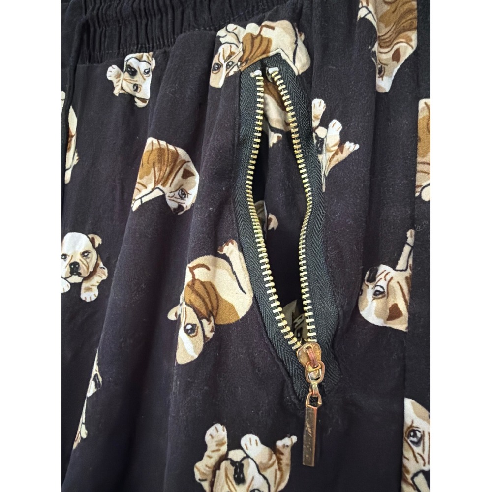 Pug Joggers Womens L/XL Black Bulldog Puppy Print Dog Lover Lounge Pants - Picture 3 of 7